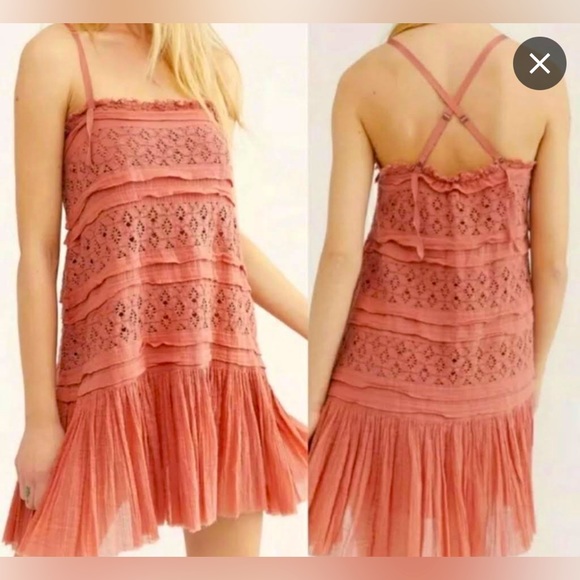 NWOT Free People Shailee Slip Mini Dress in Copper Rose